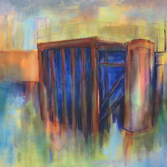 'Disused jetty', oil on canvas