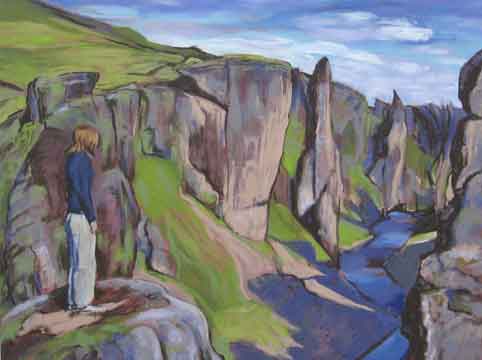 'The girl and the gorge', oil on canvas